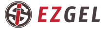 EZGEL logo: circular black emblem with red accent and the red word EZGEL to the right.
